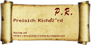 Preisich Richárd névjegykártya